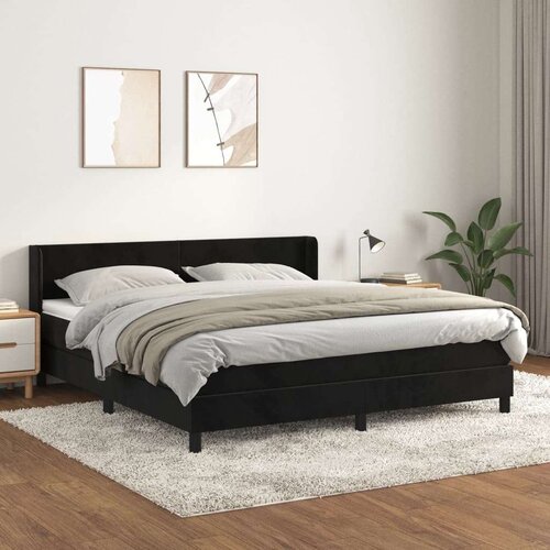 vidaXL Box spring postelja z vzmetnico črna 160x200 cm žamet Cene