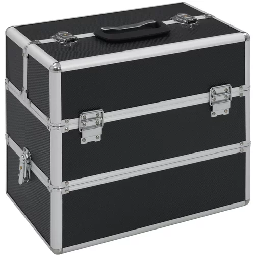  Kovčeg za šminku 37 x 24 x 35 cm crni aluminijski