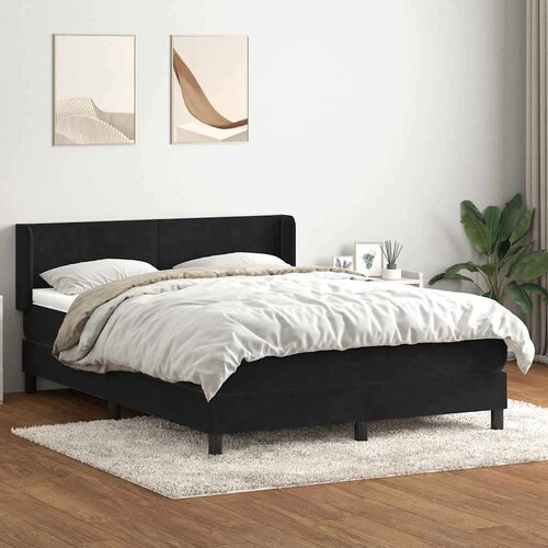 Box spring postelja z vzmetnico črna 160x210 cm žamet Cene