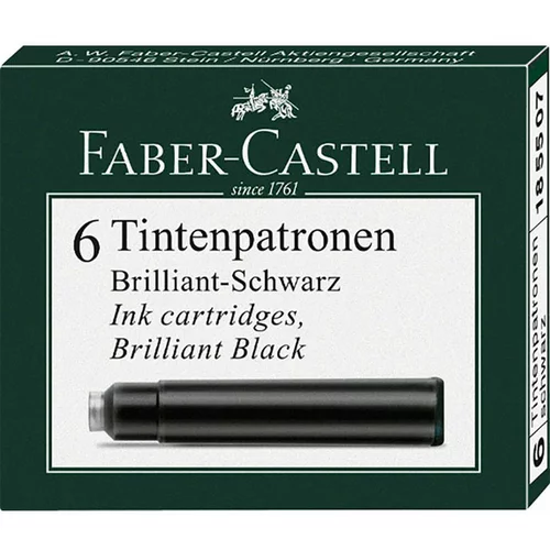 Faber-castell Črnilni vložek Faber-Castell, črn, 6 kosov