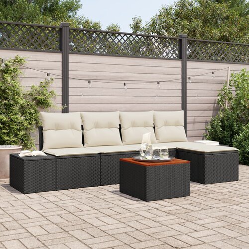 VidaXL set od 6 vrtnih sofa s jastucima crni poli ratan acacia Slike