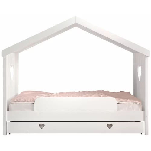 Vipack Bijeli dječji krevet od masivnog bora u obliku kućice/s dodatnim ležajem s prostorom za odlaganje 90x200 cm AMORI –