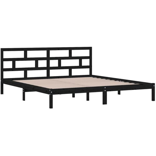  Okvir za krevet od masivnog drva crni 140 x 190 cm Slike