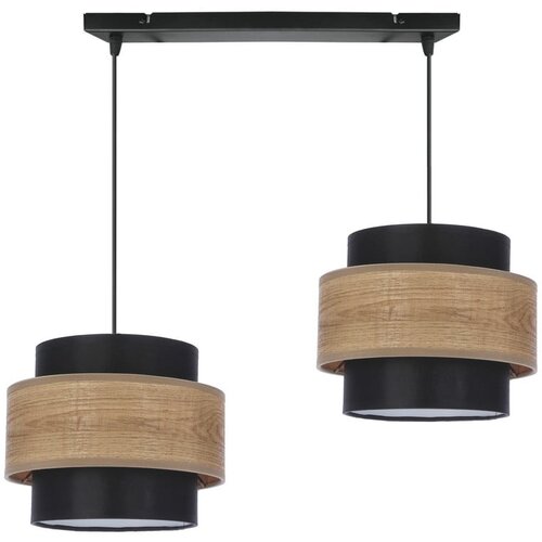 Candellux Lighting Crna/u prirodnoj boji viseća svjetiljka s tekstilnim sjenilom &amp;oslash; 20 cm Twin &amp;ndash; Slike