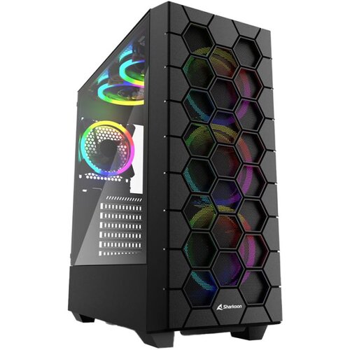  Kućište SHARKOON gaming, RGB HEX bk ATX, Tempered Glass, ventilator 4x120mm, black Cene