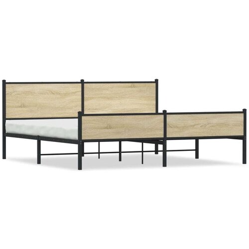 Metalni okvir kreveta bez madraca boja hrasta sonome 193x203 cm Slike