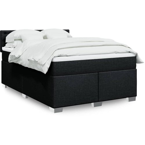 vidaXL Box spring postelja z vzmetnico črna 140x200 cm blago Cene