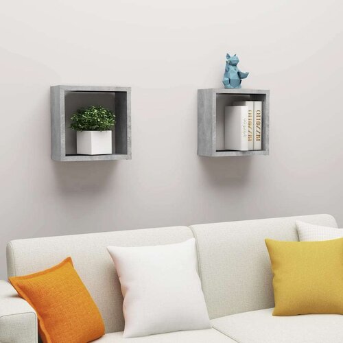  Kockaste zidne police 2 kom siva boja betona 30 x 15 x 30 cm - Beton siva 30 x 15 x 30 cm 2 1 Cijene