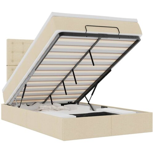 Maison Chic Otomanska Posteljni okvir - Dvoposteljna postelja - Zakonska postelja z vzmetnico &amp;amp; LEDs krema 120x190 cm blago-J204, (21776870) Slike