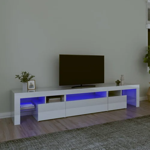  TV omarica z LED lučkami visok sijaj bela 215x36,5x40 cm - TV Omarica, (21374640)