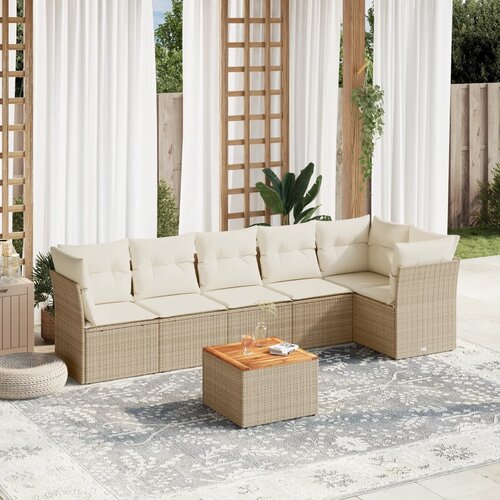 vidaXL 7-dijelni set vrtnih sofa od poliratana s jastucima bež Cijene
