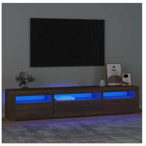  TV omarica z LED lučkami rjav hrast 195x35x40 cm