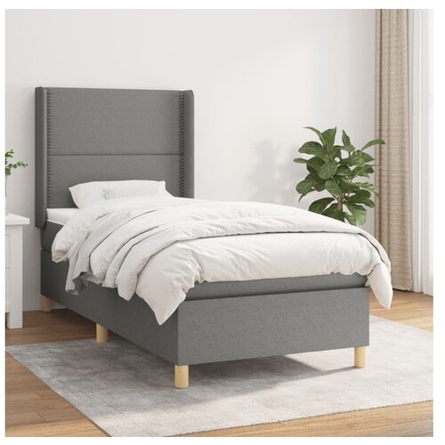  Box spring postelja z vzmetnico temno siva 100x200 cm blago Cene