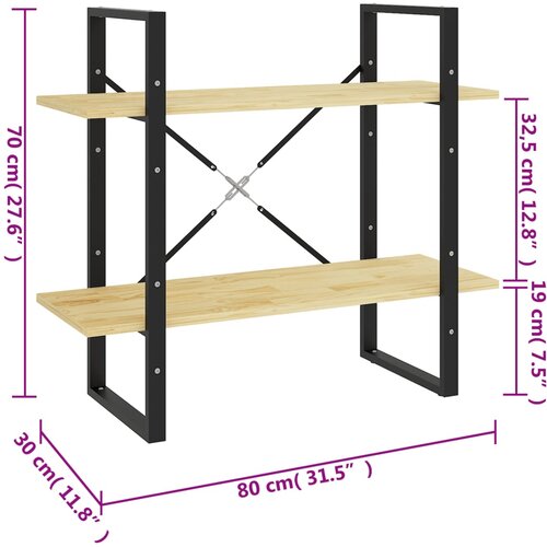 za knjige s 2 razine 80 x 30 x 70 cm masivna borovina Slike