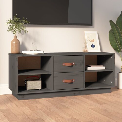 VidaXL TV omarica siva 100x34x40 cm trdna borovina Slike
