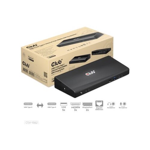 Docking station Club 3D USB3.2 Gen1 Type-C Universal Triple 4K60Hz 60W Charging Dock HDMI, DP, RJ45 CSV-1562 Cijene