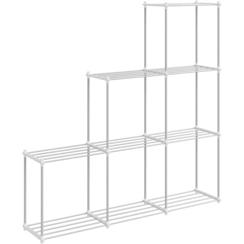 vidaXL Tubular Shelf s shranjevanjem Bela 129 x 27 x 132 cm Aluminij, (5000250157) Cene