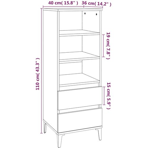  Visoka komoda boja betona 40 x 36 x 110 cm konstruirano drvo Slike