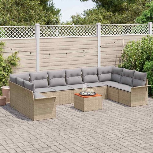  Sjedeća garnitura za vrt 11 kom. 10-Broj sjedala Bež 344 x 187,5 x 69 cm Slike