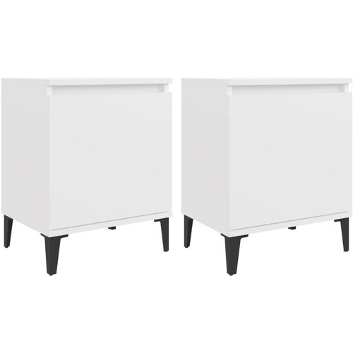 Maison Chic Dvo delni komplet Nočne omarice - Nočne mize s kovinskimi nogami bele 40x30x50 cm, (21688265) Slike