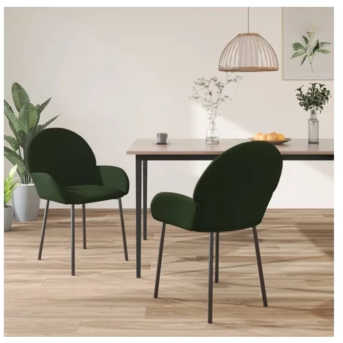  Jedilna stola 2 kosa temno zelen žamet