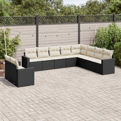  10-dijelni set vrtnih sofa s jastucima crni od poliratana Cijene