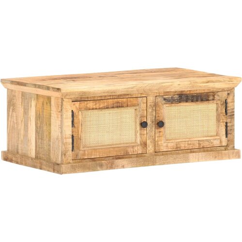 vidaXL Klubska mizica 90x50x35 cm trden mangov les in naravni trst Cene