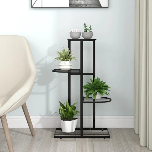 vidaXL Stalak za cvijeće s 4 razine 43 x 22 x 76 cm crni metalni Cijene