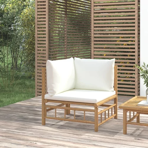  Kutna vrtna sofa od bambusa s krem bijelim jastucima