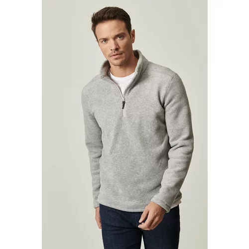 AC&Co / Altınyıldız Classics Men's Gray Anti-pilling Anti-Pilling Standard Fit Bato Collar Cold-Proof Fleece Sweatshirt.