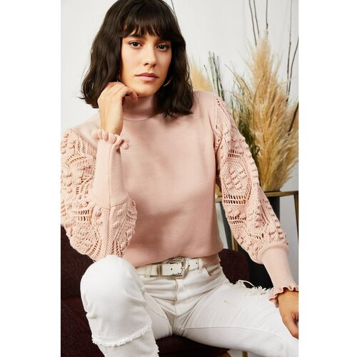 Olalook Women's Powder Sleeve Detailed Soft Textured Knitwear Sweater Slike
