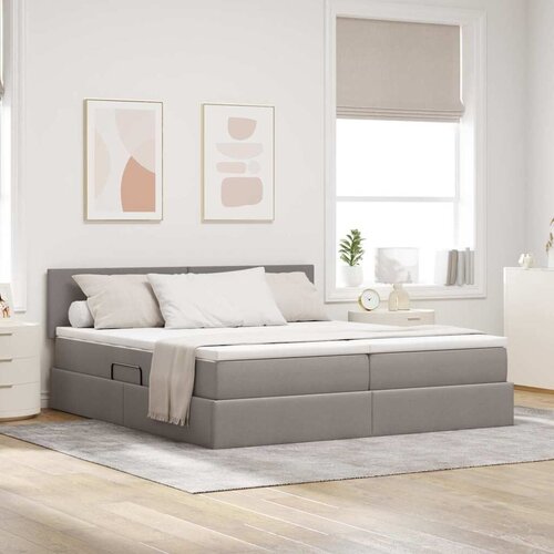  s od storage s uzglavljem 2 kom. Sivo-smeđa Lažna koža - Sivo-smeđa 200 x 200 cm Gladak dizajn Cene
