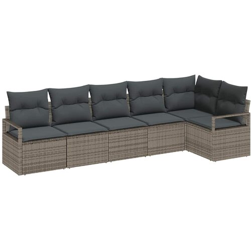vidaXL Kavčna garnitura 6 pcs Siva poli ratan, (5000153600) Cene