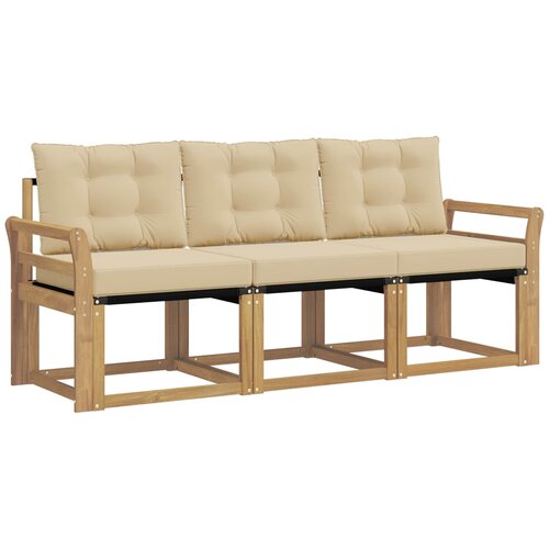 vidaXL Zunanja garnitura za sedenje z blazino 3 pcs Bela in bež, (5000280010) Cene