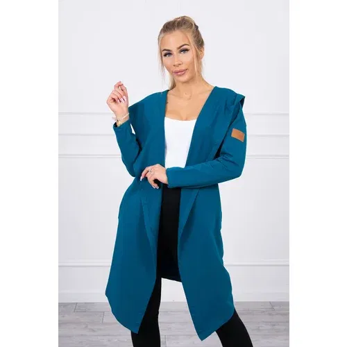 Kesi Long cardigan with navy hood