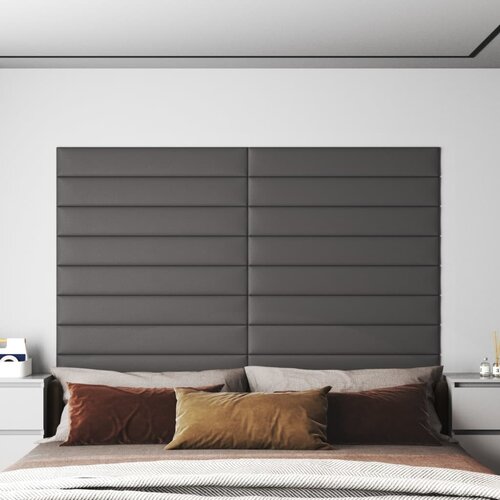 vidaXL zidne ploče od umjetne kože 12 kom sive 90 x 15 cm 1,62 m² Cene