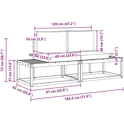  Set vanjskih sofa s jastukom 2 pcs Bijela i krem Poliester Slike