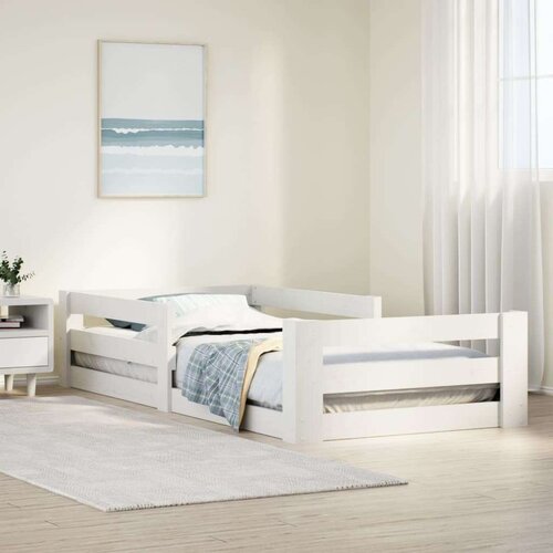 VidaXL Okvir kreveta bez madraca bijeli 90 x 200 cm masivna borovina Slike
