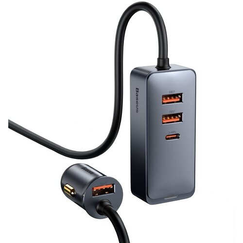 Baseus Avtopolnilec Share Together s podalj&amp;scaron;kom, 3x USB, USB-C, 120W (siv), (20628779) Slike