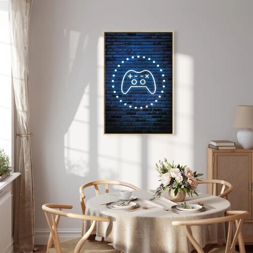  Slika - Neon Gamepad 40x60 U prirodnom drvenom okviru Slike