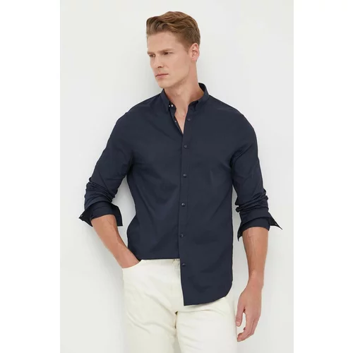 Armani_Exchange Košulja za muškarce, boja: tamno plava, slim, o button-down ovratnikom
