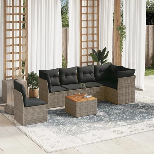  7-dijelni set vrtnih sofa sivi od poliratana