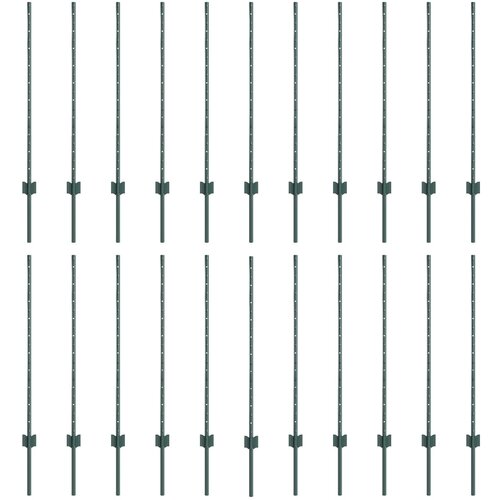 VidaXL Stupovi ograde 22 kom U-kanal Zeleni 140 cm čelik Slike