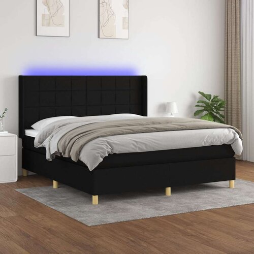  Box spring s madracem LED crni 160x200 cm od tkanine Cijene