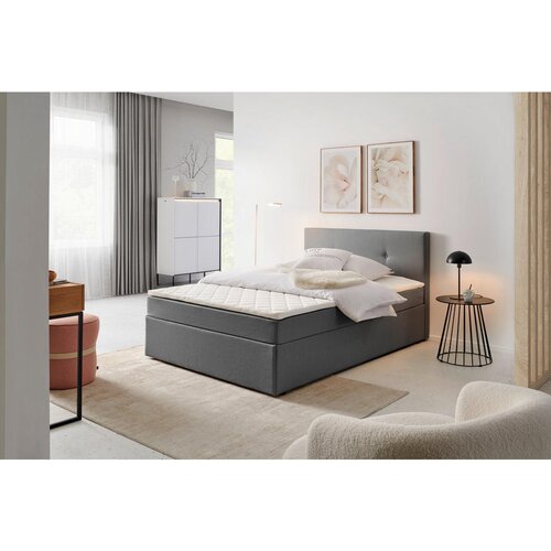 P & B POSTELJA Z VZMETNICO 140 cm x 200 cm , les, tekstil, leseni material siva Cene