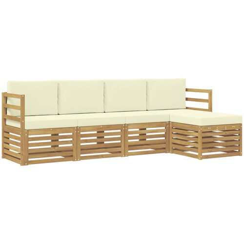  Set vanjskih sofa 5 pcs Bijela i krem 245 x 122,5 x 73 cm Slike