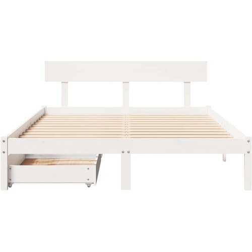 VidaXL Okvir kreveta bez madraca bijeli 135 x 190 cm masivna borovina Slike