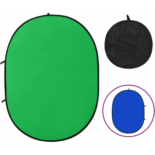 vidaXL Ovalno studijsko platno za ozadje 2v1 Zelena in Modra 200x150cm