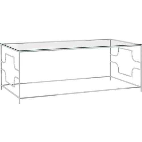VidaXL Klubska mizica srebrna 120x60x45 cm nerjaveče jeklo in steklo Slike