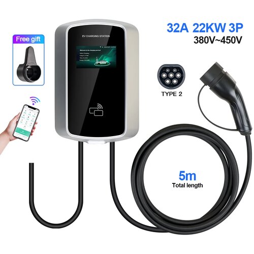 KOLANKY Postaja za polnjenje EV, dolžina 5M, nadzor APP, 22KW 32A 3 faze, TIP2, (5000156867) Slike